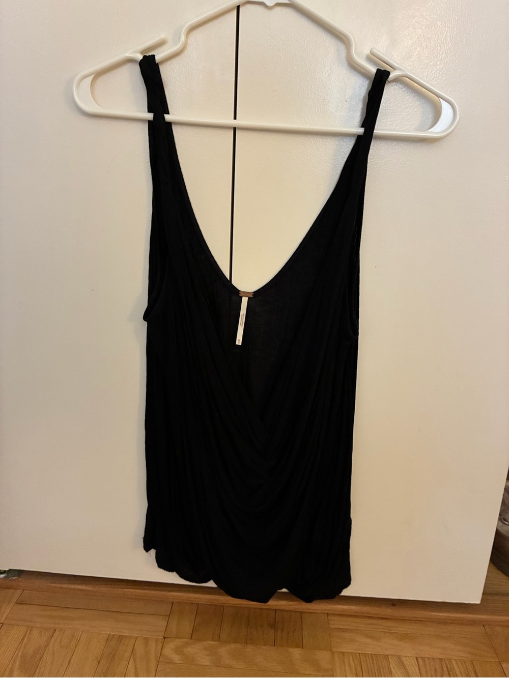 Free People Black Chemise Top with Deep V-Neck - Picture 4 of 5